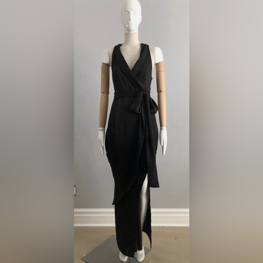 MELISSA NEPTON Black MATERNITY Asymmetrical Bridesmaid Funeral Fancy Flowy Dress